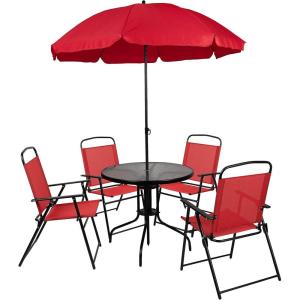 Flash Furniture GM-202012-RD-GG Glass Patio Table and Chair Sets, Red