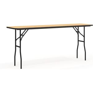 Flash Furniture Gael 6′ Wood Folding Training and Event Table, Rectangular Folding Training Table with Smooth Clear Coated Finished Top, Natural