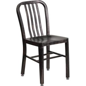 Flash Furniture Gael Commercial Grade 2 Pack Yellow Metal Indoor-Outdoor Chair(Black-antique Gold)