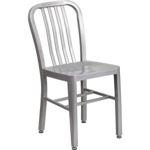 Flash Furniture Gael Commercial Grade 2 Pack Yellow Metal Indoor-Outdoor Chair(Silver)