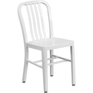 Flash Furniture Gael Commercial Grade 2 Pack Yellow Metal Indoor-Outdoor Chair(White)