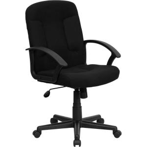 Flash Furniture Garver Mid-Back Black Fabric Executive Swivel Office Chair with Nylon Arms