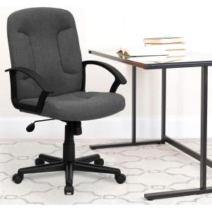 Flash Furniture Garver Mid-Back Gray Fabric Executive Swivel Office Chair with Nylon Arms