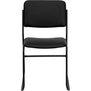 Flash Furniture HERCULES Series 500 lb. Capacity Black Fabric High Density Stacking Chair with Chrome Sled Base(Black Vinyl/Black Frame)