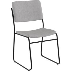 Flash Furniture HERCULES Series 500 lb. Capacity Black Fabric High Density Stacking Chair with Chrome Sled Base(Gray Fabric/Black Frame)
