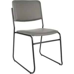 Flash Furniture HERCULES Series 500 lb. Capacity Black Fabric High Density Stacking Chair with Chrome Sled Base(Gray Vinyl/Black Frame)
