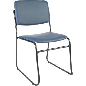 Flash Furniture HERCULES Series 500 lb. Capacity Black Fabric High Density Stacking Chair with Chrome Sled Base(Navy Vinyl/Black Frame)