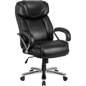 Flash Furniture HERCULES Series Big & Tall 500 lb. Rated Taupe LeatherSoft Executive Swivel Ergonomic Office Chair with Extra Wide Seat(Black)