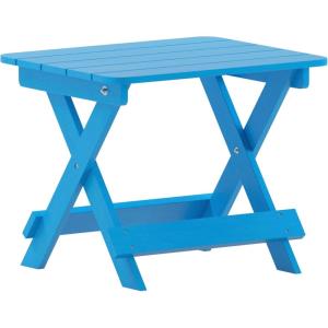 Flash Furniture Halifax Outdoor Folding Side Table, Portable All-Weather HDPE Adirondack Side Table, Gray(Blue)