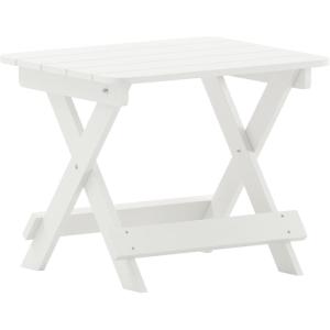 Flash Furniture Halifax Outdoor Folding Side Table, Portable All-Weather HDPE Adirondack Side Table, Gray(White)