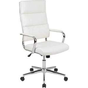 Flash Furniture Hansel High Back Black LeatherSoft Contemporary Panel Executive Swivel Office Chair(White)
