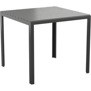 Flash Furniture Harris Commercial Indoor/Outdoor Patio Table – Black Poly Resin Slatted Top – Black Steel Frame – Seating for 4