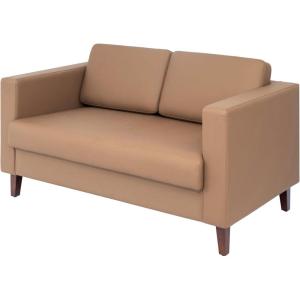 Flash Furniture Hercules Artemis Commercial Loveseat for Reception and Lobby Use with Solid Wood Legs, 2 Outlets, 1 USB, and 1 USB-C Ports, Cognac LeatherSoft(Cognac)