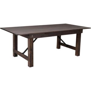 Flash Furniture Hercules Series 7′ x 40″ Rustic Solid Pine Folding Dining Table, Rectangular Antique Farmhouse Dining and Event Extension Table(Mahogany)