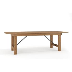 Flash Furniture Hercules Series 8′ x 40″ Rustic Solid Pine Folding Dining Table, Rectangular Antique Farmhouse Dining and Event Extension Table(Antique Rustic)