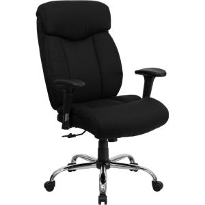 Flash Furniture Hercules Series Big & Tall LeatherSoft Swivel Office Chair, Ergonomic High-Back Executive Chair with Full Headrest, Padded Seat, Black(Black Fabric)