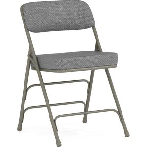 Flash Furniture Hercules Series Metal Folding Chairs with Cushioned Seat, Fabric Upholstered Event Chairs with 300-lb. Static Weight Capacity, Set of 4, Gray(Gray Fabric/Gray Frame)