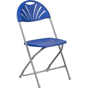 Flash Furniture Hercules Series Plastic Folding Chairs with Carrying Handle, Lightweight Commercial Event Seats 650-lb. Static Weight Capacity, Set of 8, White(Blue)