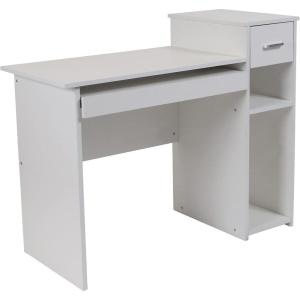 Flash Furniture Highland Park White Computer Desk with Shelves and Drawer(White)