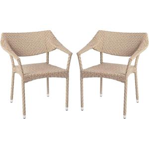 Flash Furniture Jace Commercial Grade Stacking, Weather PE Rattan Wicker Patio Dining Chair, Set of 1, Natural(Natural)