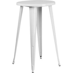 Flash Furniture James Commercial Grade 24″ Round Silver Metal Indoor-Outdoor Bar Height Table(White)