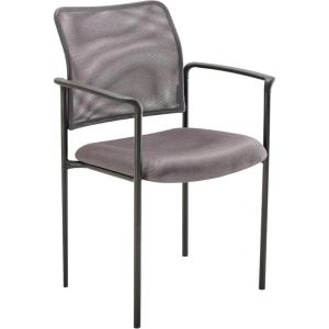 Flash Furniture Jana Comfort Mesh Stackable Steel Side Chair with Nylon Arms and Built-in Lumbar Support, Gray(Grey)