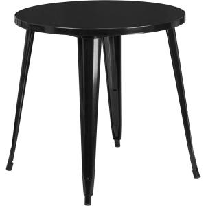 Flash Furniture Jeffrey Commercial Grade 30″ Round White Metal Indoor-Outdoor Table(Black)