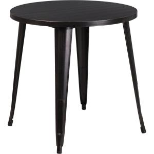 Flash Furniture Jeffrey Commercial Grade 30″ Round White Metal Indoor-Outdoor Table(Black-antique Gold)