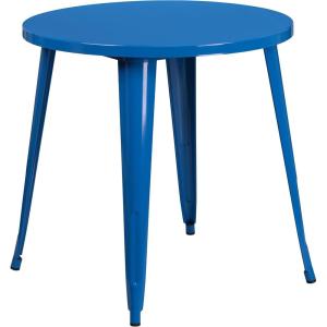 Flash Furniture Jeffrey Commercial Grade 30″ Round White Metal Indoor-Outdoor Table(Blue)