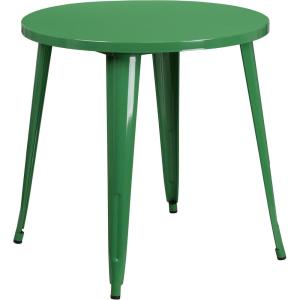 Flash Furniture Jeffrey Commercial Grade 30″ Round White Metal Indoor-Outdoor Table(Green)