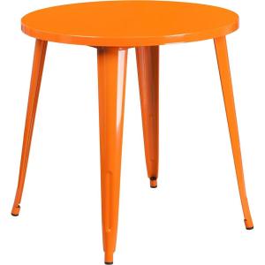 Flash Furniture Jeffrey Commercial Grade 30″ Round White Metal Indoor-Outdoor Table(Orange)