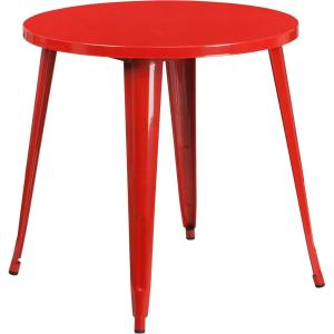 Flash Furniture Jeffrey Commercial Grade 30″ Round White Metal Indoor-Outdoor Table(Red)