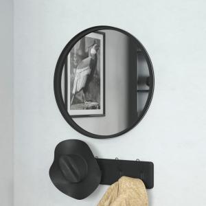 Flash Furniture Jennifer Metal Framed Wall Large Accent Mirror for Bathroom, Vanity, Entryway, Dining, Living Room, 27.5″ Round, Gold(Black)