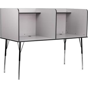 Flash Furniture Justin Height-Adjustable Student Study Carrel for Testing Centers/Classrooms, Modular Study Carrel/Private Student Testing Desk, Gray(Nebula Grey)