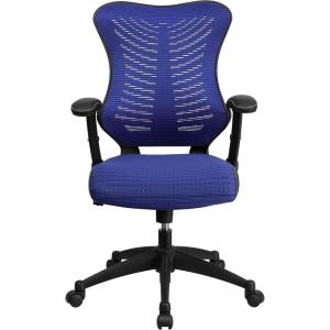 Flash Furniture Kale High Back Designer White Mesh Executive Swivel Ergonomic Office Chair with Adjustable Arms(Blue Mesh)