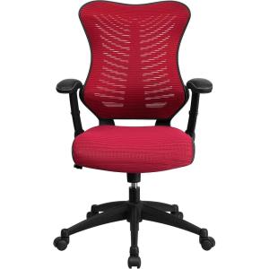 Flash Furniture Kale High Back Designer White Mesh Executive Swivel Ergonomic Office Chair with Adjustable Arms(Burgundy Mesh)