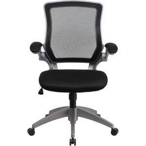 Flash Furniture Kale Mid-Back Black Mesh Swivel Ergonomic Task Office Chair with Gray Frame and Flip-Up Arms