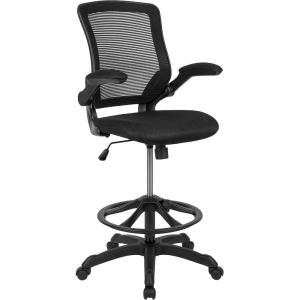 Flash Furniture Kale Mid-Back Swivel Office Chair with Adjustable Foot Ring, Lumbar Support, and Seat Height, Ergonomic Mesh Executive Chair, Black