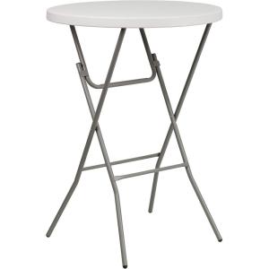 Flash Furniture Kathryn 31.5″ Round All-Occasion Folding Bar Height Table for Parties and Commercial Events, Plastic Bar Height Folding Table, White