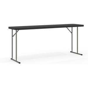 Flash Furniture Kathryn 6′ Rectangular Plastic Folding Table, Long Plastic Foldable Table for Indoor/Outdoor Events, Black(Black)