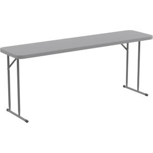Flash Furniture Kathryn 6′ Rectangular Plastic Folding Table, Long Plastic Foldable Table for Indoor/Outdoor Events, Black(Grey)