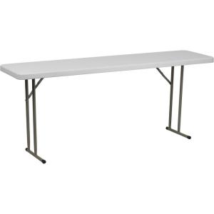 Flash Furniture Kathryn 6′ Rectangular Plastic Folding Table, Long Plastic Foldable Table for Indoor/Outdoor Events, Black(White)