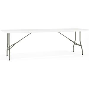 Flash Furniture Kathryn 8′ Rectangular Plastic Folding Event Table with Carrying Handle, Bi-Fold Portable Banquet Table for Indoor/Outdoor Events, Granite White, 30″W x 96″L