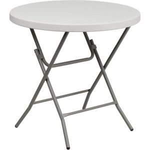 Flash Furniture Kathryn Commercial Grade 2.63-Foot Round Granite White Plastic Folding Table(Classic)