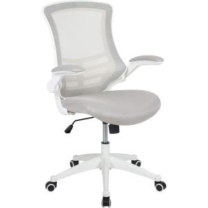 Flash Furniture Kelista Office Chair, Ergonomic, Mid-Back, Dark Gray Mesh with Swivel(Light Gray Mesh/White Frame)