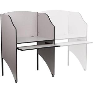 Flash Furniture Kevin Starter Student Study Carrel for Testing Centers and Classrooms, Starter Study Carrel Unit/Private Student Testing Desk, Gray(Nebula Grey)