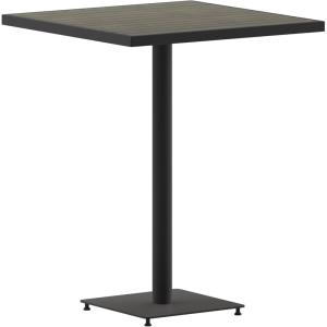 Flash Furniture Lark Commercial Grade Bar Height Patio Table, Indoor/Outdoor Bistro Table with Poly Resin Slats, 30″ Square, Faux Teak(Gray Wash)
