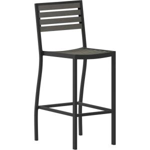 Flash Furniture Lark Commercial Grade Bar Height Stool, All-Weather Outdoor Bar Stool with Faux Wood Poly Resin Slats and Aluminum Frame, Gray Wash(Gray Wash)