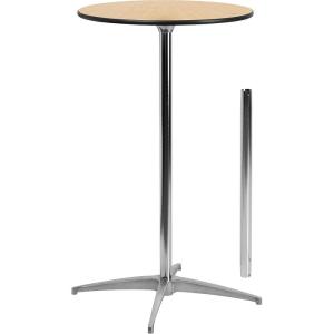 Flash Furniture Lars 36” Round Wood Cocktail Table with 30” and 42” Columns, Wood Bar Height Table for Commercial or Residential Use, Natural(Natural)