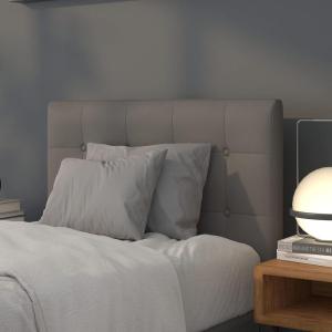 Flash Furniture Lennox Tufted Upholstered Full Size Headboard in Black Vinyl(Gray)